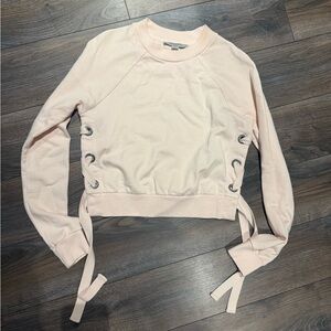 All Saints Light Pink Lace-Up Sweatshirt